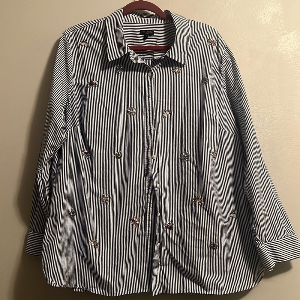 Talbots shirt stripes with stones